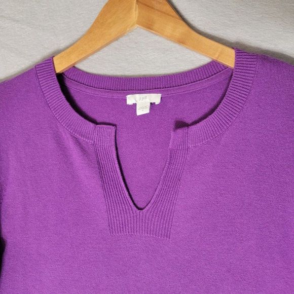 J Jill Sweater Womens M Purple Vneck Knit Pullover Fairy Colorful Mature Warm - Picture 3 of 10